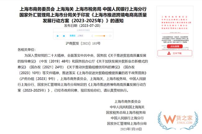 五方面18項重點任務(wù)！上海市推進(jìn)跨境電商高質(zhì)量發(fā)展行動方案（2023-2025年）-貨之家